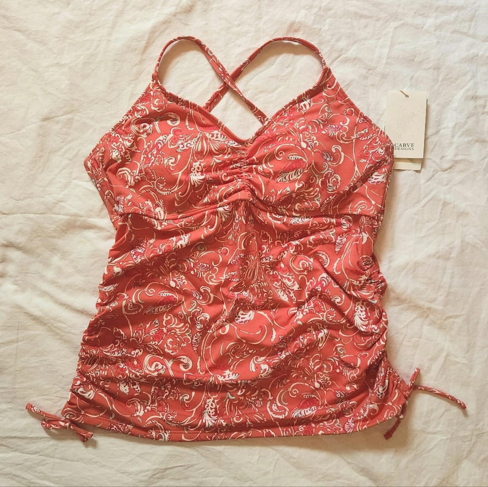 NWT Carve Designs Coral-Turquoise Tankini 38C
